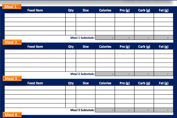 meal planning spreadsheet