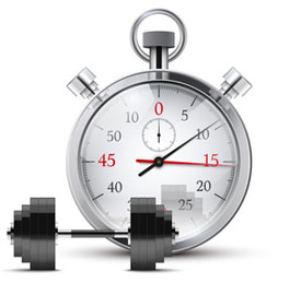 Vector Illustration of dumbbell and stopwatch.