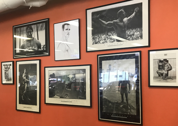 The "Arnold Shrine" at the Body Shop Gym, Mammoth Lakes. California, Elevation 7,880 feet