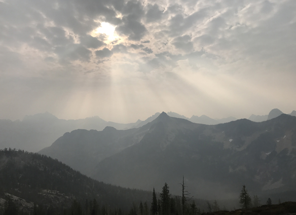 Cutthroat Pass, North Cascade Mountains. Spectacular even through the smoky haze