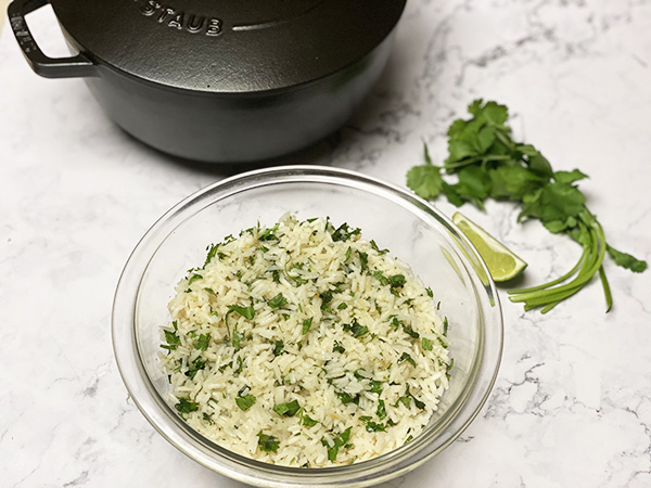 staub French oven for cilantro lime rice