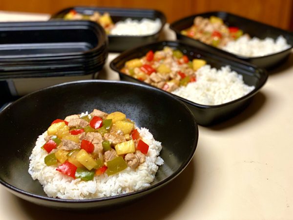 Sweet and sour pork stir fry meal prep