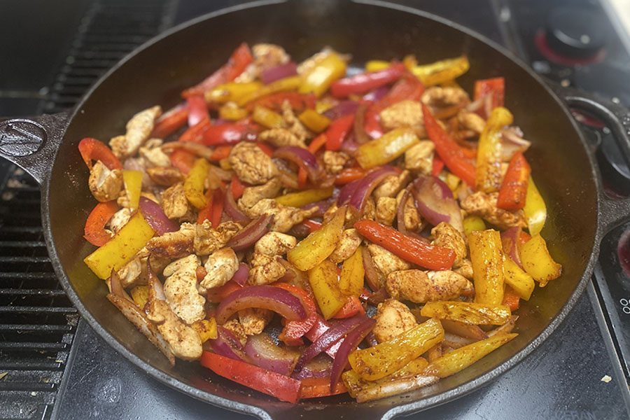 One skillet chicken fajitas