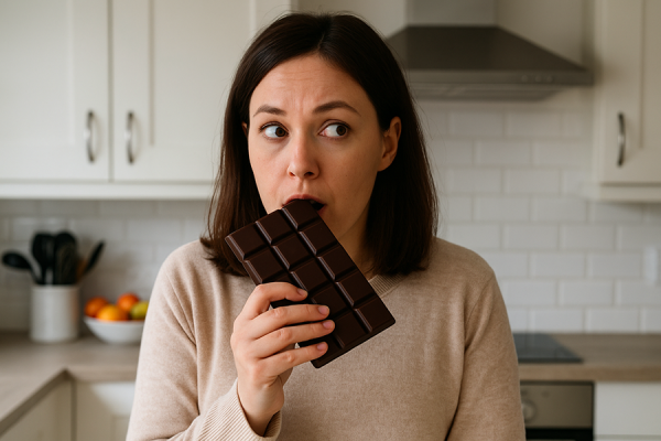 woman with chocolate cravings