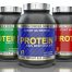 Tubs of whey protein powder