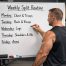 Bodybuilding writing out weekly split routine workout schedule