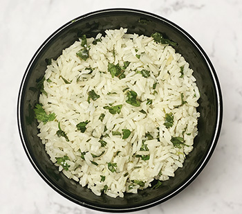 cilantro lime rice in a bowl