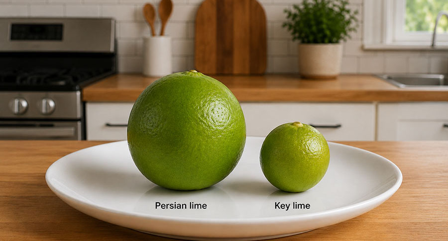 persian lime size comparison to key lime