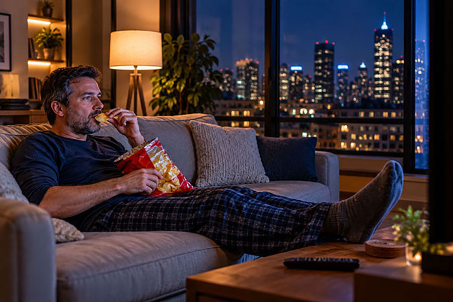 snacking at night in front of the TV